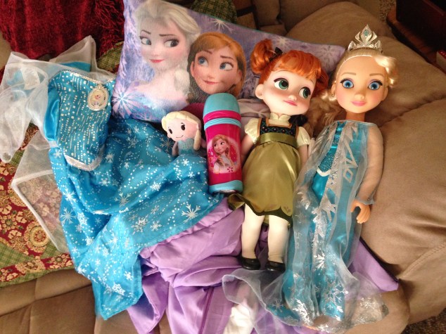 Just a small sampling of all the Frozen gifts Sophia got this year.